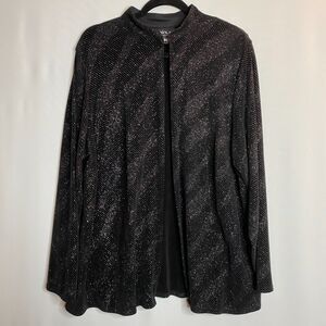 Onyx Nite Black Gorgeous Holiday Cruise Jacket Beautiful Sparkles Long Lines 2X